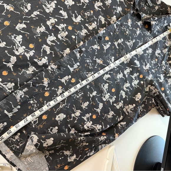 Dapper Day Mens Skeleton Novelty Print Spooky Halloween Collared Button Down 4XL - Picture 7 of 8